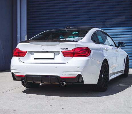 BMW 4 SERISI F32-F36 2014-2020 UYUMLU M DIFUZOR CIFT CIKIS INCE PIANO BLACK